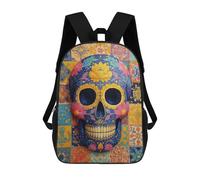sinyumoney Colorful Sugar Skull Wall Art School Backpack Fashion Stationery Backpack Waterproof Casual Daypacks for Men/Women 17inch