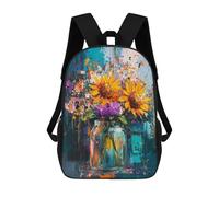 sinyumoney Colorful Sunflowers in Glass Jar Backpack School Lightweight Airport College Students Back Pack for School/Work/Travel 17inch