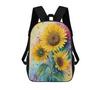 sinyumoney Colorful Sunflowers Watercolor Art Backpacks 3D Printed 17inch Kids School Backpack Outdoor Casual Daypack Casual Travel Bags for Middle School Students