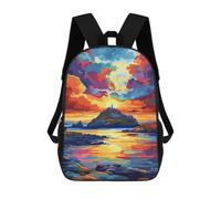 sinyumoney Colorful Sunset Island Scene School Backpack Business Durable Laptop Bag for Camping Outdoor Adventures And Daily Travel 17inch