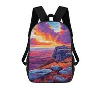 sinyumoney Colorful Sunset Landscape Backpack Cartoon Plush Bag, 3D Backpack for Kids School Bag Birthday Gift Idea for Boys And Girls 17inch