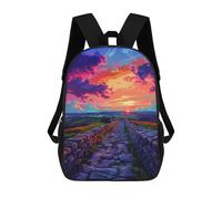 sinyumoney Colorful Sunset Pathway School Backpack Lightweight Airport College Students Back Pack for Boys/Girls/Teenagers 17inch