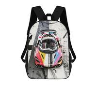 sinyumoney Colorful Supercar Backpack 3D Printed Children's School Backpack for Kids High Capacity Travel Rucksacks Book Bags Kids School Bag Back Pack 17inch