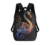 sinyumoney Colorful Swan Artwork 3D Printed Children's School Backpack for Kids High Capacity Travel Rucksacks Book Bags Kids School Bag Back Pack 17inch