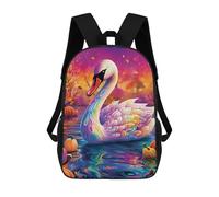 sinyumoney Colorful Swan in Autumn Scene Backpack School Rucksack Casual Daypacks School Work Travel Bag for Boys/Girls/Teenagers 17inch