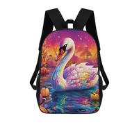 sinyumoney Colorful Swan in Autumn Scene Backpacks 3D Printed Kids School Backpack School Bag Fashion Rucksacks for Boys Elementary And Middle School Students 17inch