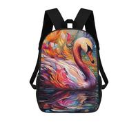 sinyumoney Colorful Swan Painting-1 Backpack School Backpack Kids School Bag Large Capacity Kids Backpack for School Rucksack 3D Book Bag Gifts for Kids 17inch