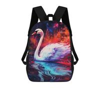 sinyumoney Colorful Swan Painting-2 Kids Backpack,School Backpack Kids School Bag 3D Printed Cartoon Large Capacity Backpack for Kids Boys And Girls 17inch