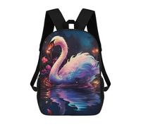 sinyumoney Colorful Swan Reflection 3D Printed School Bag Children's School Backpack Schoolbags Travel Backpacks Casual Fashion Bag for Kids School Students 17inch