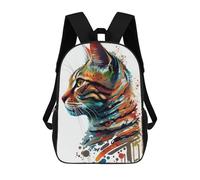 sinyumoney Colorful Tabby Cat Art Backpack School Lightweight Casual Daypack School Backpacks for Teenage Girls Boys Women Men 17inch