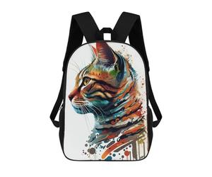 sinyumoney Colorful Tabby Cat Art Backpack School Lightweight Casual Daypack School Backpacks for Teenage Girls Boys Women Men 17inch