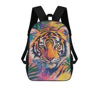 sinyumoney Colorful Tiger Art Print 3D Printed 17inch School Bag Children's School Backpack Travel Backpacks Casual Fashion Bag for Kids School Students