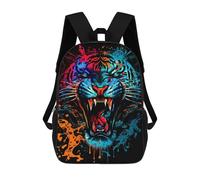 sinyumoney Colorful Tiger Artwork-2 3D Printed School Bag Children's School Backpack Schoolbags Travel Backpacks Casual Fashion Bag for Kids School Students 17inch