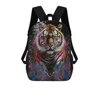 sinyumoney Colorful Tiger Artwork Rucksack Large School Backpack for Boys for Teenage Girls Boys Women Men 17inch