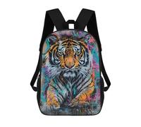 sinyumoney Colorful Tiger Graffiti Art Print Children's Backpacks School Backpack 3D Printed for Kids Travel Rucksacks Book Bags Kids 17inch School Bag