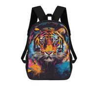 sinyumoney Colorful Tiger Headphones Art Print School Backpack Water Resistant School Bag Business Backpack for Men/Women 17inch