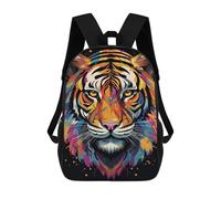 sinyumoney Colorful Tiger Illustration Backpack School Bag High Secondary School Bags Casual Backpack - Perfect for Travel, Work And Daily Use 17inch