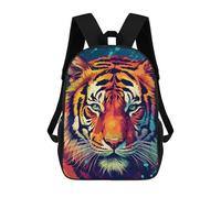 sinyumoney Colorful Tiger Portrait-11 Backpack School Backpack Kids School Bag Large Capacity Kids Backpack for School Rucksack 3D Book Bag Gifts for Kids 17inch