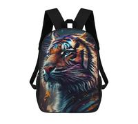 sinyumoney Colorful Tiger Portrait-14 Kids Backpacks Children Bag,Anime Bag,Large Capacity Kids Backpack, 3D Printed Children's,Student Schoolbag,Kids Boys Girls School Bag 17inch