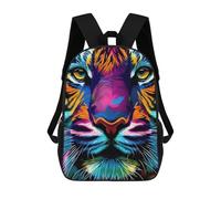 sinyumoney Colorful Tiger Portrait-23 Backpack Cartoon Plush Bag, 3D Backpack for Kids School Bag Birthday Gift Idea for Boys And Girls 17inch