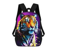 sinyumoney Colorful Tiger Portrait-29 Kids Backpack,School Backpack Kids School Bag 3D Printed Cartoon Large Capacity Backpack for Kids Boys And Girls 17inch