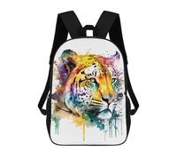sinyumoney Colorful Tiger Portrait Art Print Kids Backpack,School Backpack Kids School Bag 3D Printed Cartoon Large Capacity Backpack for Kids Boys And Girls 17inch