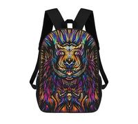 sinyumoney Colorful Tiger Portrait Artwork-3 Kids Backpack,School Backpack Kids School Bag 3D Printed Cartoon Large Capacity Backpack for Kids Boys And Girls 17inch