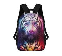 sinyumoney Colorful Tiger Portrait Kids Backpacks Children Bag,Anime Bag,Large Capacity Kids Backpack, 3D Printed Children's,Student Schoolbag,Kids Boys Girls School Bag 17inch