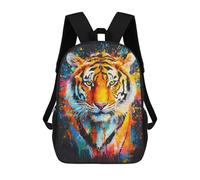 sinyumoney Colorful Tiger Portrait Rucksacks 3D Printed Children Backpacks Fashion Casual Daypack Cute Travel Bags Outdoor Casual Daypack for Boy And Girl 17inch