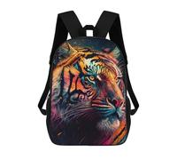 sinyumoney Colorful Tiger Portrait School Bag Backpack Teen Schoolbag 3D Printing Adjustable Schoolbag Fashion Pocket Bag for Kids Boys Girls Students And Teenagers Fans 17inch