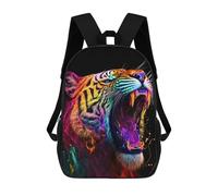 sinyumoney Colorful Tiger Roar -1 Children's Backpack, 3D Printed School Backpack, Backpack for Boys Girls, Adjustable School Bag for Primary School 17inch