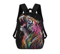 sinyumoney Colorful Tiger Roar -2 3D Printed Children's School Backpack for Kids High Capacity Travel Rucksacks Book Bags Kids School Bag Back Pack 17inch