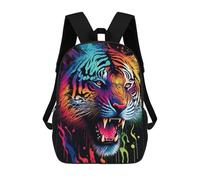 sinyumoney Colorful Tiger Roar 3D Printed School Bag Children's School Backpack Schoolbags Travel Backpacks Casual Fashion Bag for Kids School Students 17inch