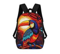 sinyumoney Colorful Toucan Branch Backpacks Kids School Backpack Fashion School Bag 3D Printed School Bag for Boys Elementary And Middle School Students 17inch
