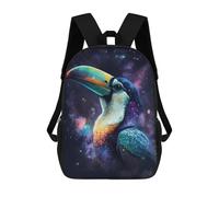 sinyumoney Colorful Toucan Galaxy Art Print School Backpack Lightweight Airport College Students Back Pack for Boys/Girls/Teenagers 17inch