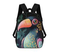 sinyumoney Colorful Toucan Illustration Animal Backpack for School 3D Printed Boys Girls School BagChildren Bookbag Travel Rucksack 17inch