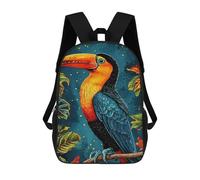 sinyumoney Colorful Toucan Perched Branch Backpacks Children's Backpacks School Bag 3D Printed Children's School Backpack Fashion Travel Backpacks for Kids Elementary Middle School 17inch