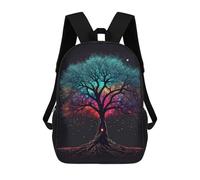 sinyumoney Colorful Tree Children's Backpack, 3D Printed School Backpack, Backpack for Boys Girls, Adjustable School Bag for Primary School 17inch