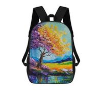 sinyumoney Colorful Tree Landscape Oil Painting Children's 17 Inch School Backpack 3D Printed Cool Knapsack for Kids Travel Rucksacks Book Bags Kids School Bag