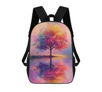 sinyumoney Colorful Tree Reflection Backpack with Pocket 3D Printed Backpacks, Travel Rucksacks Book Bags Kids School Bag 17inch