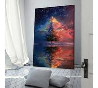 sinyumoney Colorful Tree Reflections -1 Canvas Artwork for Wall Cute Room Decor Ready to Hang Wall Pictures 20x30inch(50x75cm)