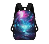 sinyumoney Colorful Trees River Moon School Backpack Water Resistant Computer Rucksack for Campus Outdoor Travel Sports 17inch