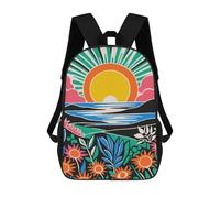 sinyumoney Colorful Tropical Sunset Children's 17 Inch School Backpack 3D Printed Casual Daypacks for Kids Travel Rucksacks Book Bags Kids School Bag