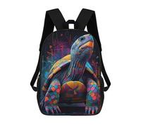 sinyumoney Colorful Turtle Children's School Backpack 3D Printed for Kids Travel Rucksacks Book Bags for Boys Elementary School Students 17inch