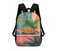sinyumoney Colorful Turtle Painting Artwork Backpack Cartoon Plush Bag, 3D Backpack for Kids School Bag Birthday Gift Idea for Boys And Girls 17inch