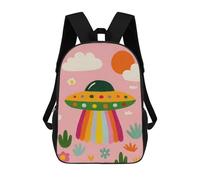 sinyumoney Colorful UFO in A Pink Landscape Backpack School Daypacks Business Backpack Water Resistant Bookbag for Girls Boys Teenage 17inch
