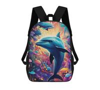 sinyumoney Colorful Underwater Dolphins Kids Backpack,School Backpack Kids School Bag 3D Printed Cartoon Large Capacity Backpack for Kids Boys And Girls 17inch