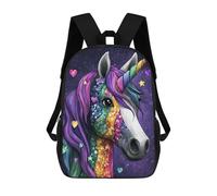 sinyumoney Colorful Unicorn Art Print-4 17inch School Bag 3D Printed Children's School Backpack Casual Fashion Travel Backpacks for Kids School Students