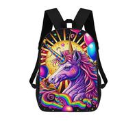 sinyumoney Colorful Unicorn Fantasy Art Print Backpack School Lightweight Airport College Students Back Pack for School/Work/Travel 17inch