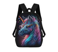 sinyumoney Colorful Unicorn Glasses Art Print -1 3D Printed 17 Inch School Backpack Children's Backpacks 3D Printed Cool Knapsack for Boys Elementary And Middle